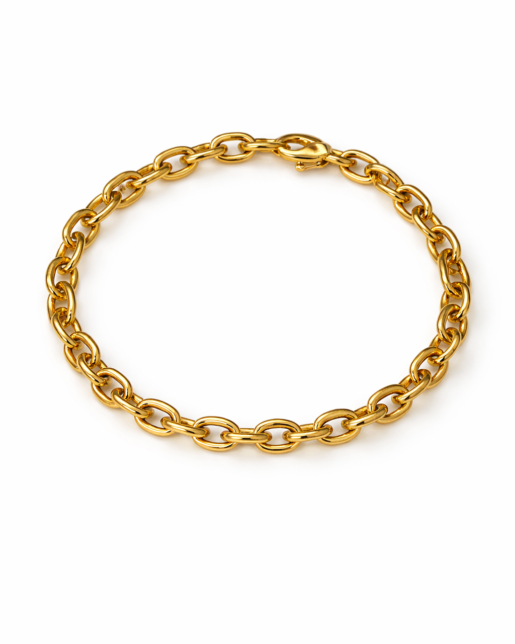 Gold chain bracelet on a white background