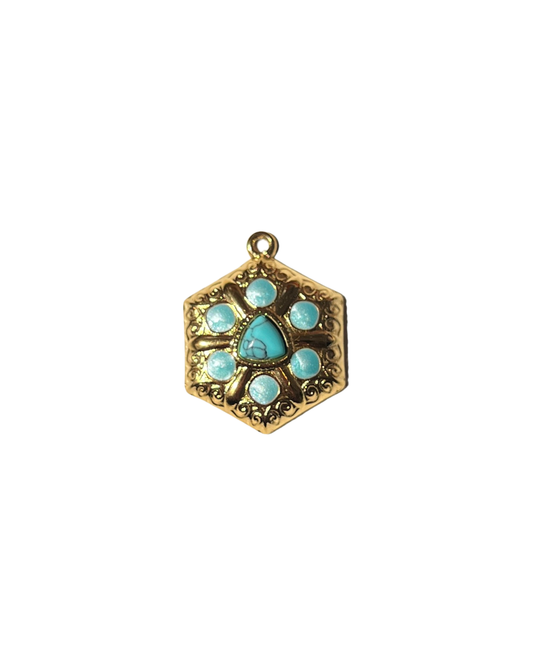 Turquoise Hexagon Charm