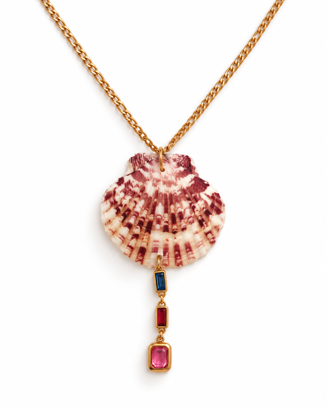 Bejeweled Shell Charm Necklace
