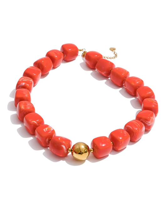 Boba Beaded Necklace Orange