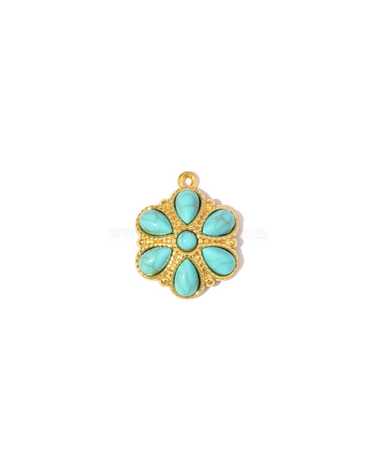 Turquoise Flower Charm