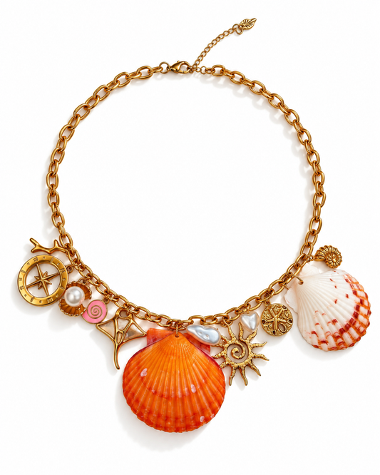 Orange Shell Charm Necklace