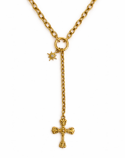 Saint Lariat Cross Necklace