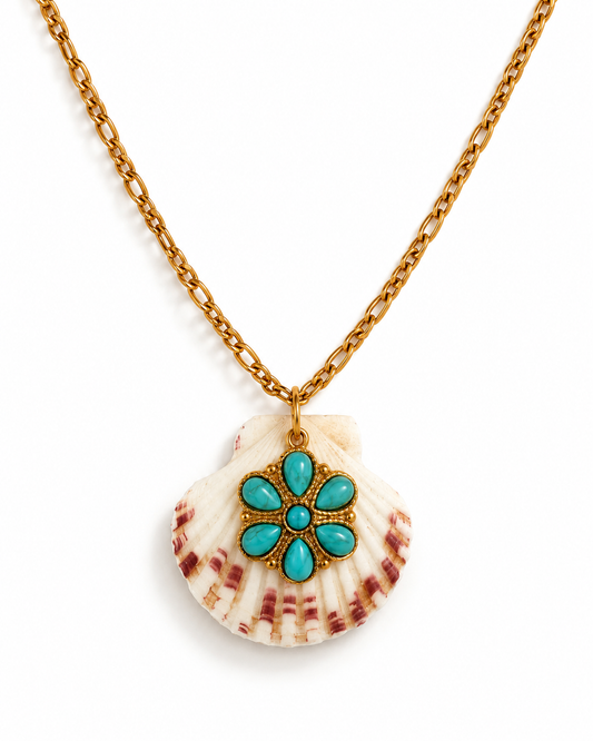 Turquoise Shell Charm Necklace