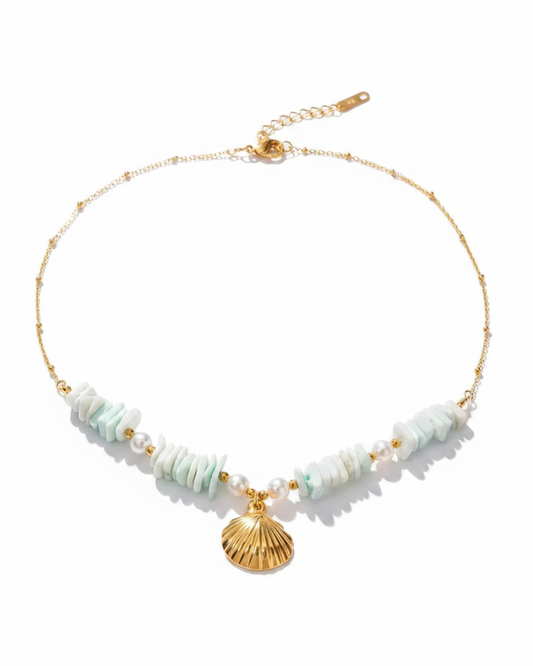 Aquamarine Shell Necklace