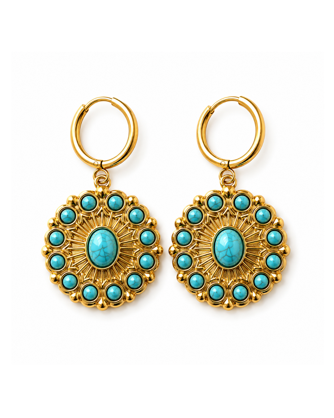 Turquoise Round Earrings