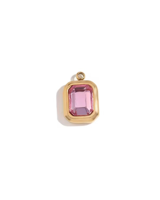 October Pink Tourmaline Rectangle Charm