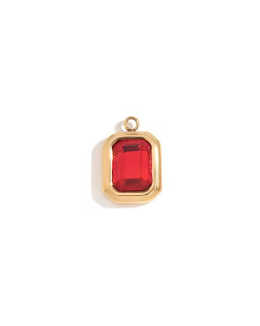 July Ruby Rectangle Charm