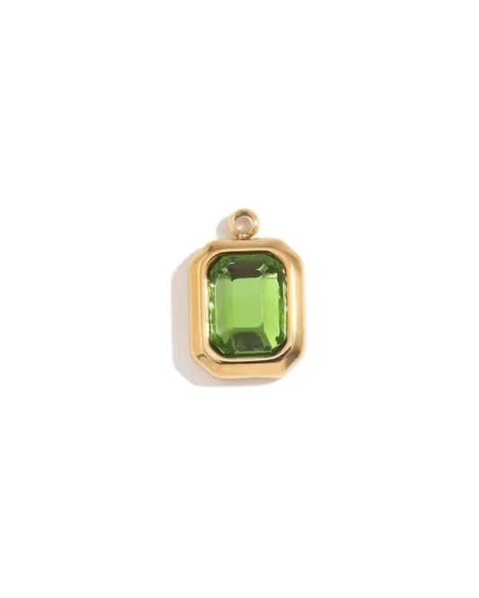 August Peridot Rectangle Charm