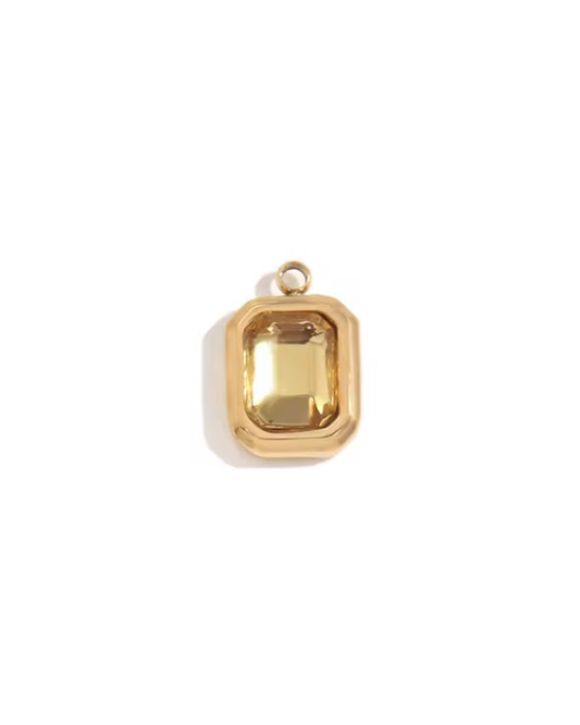 November Citrine Rectangle Charm