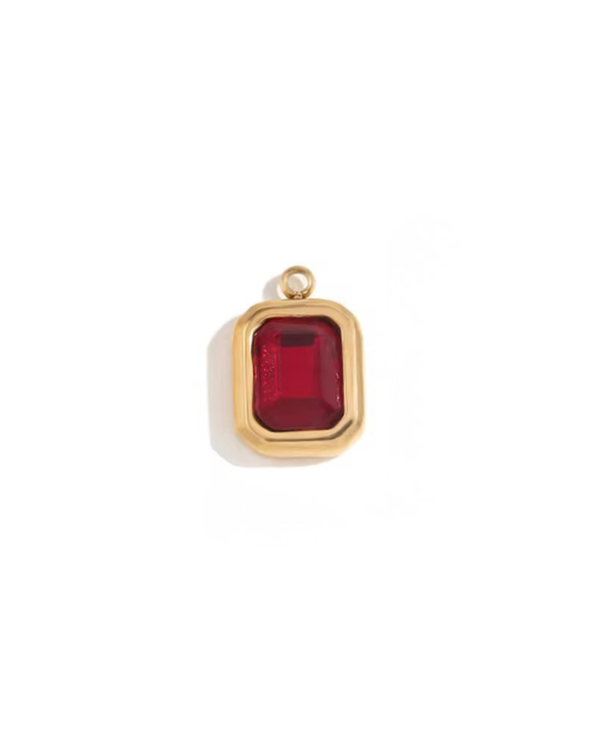 January Garnet Rectangle Charm