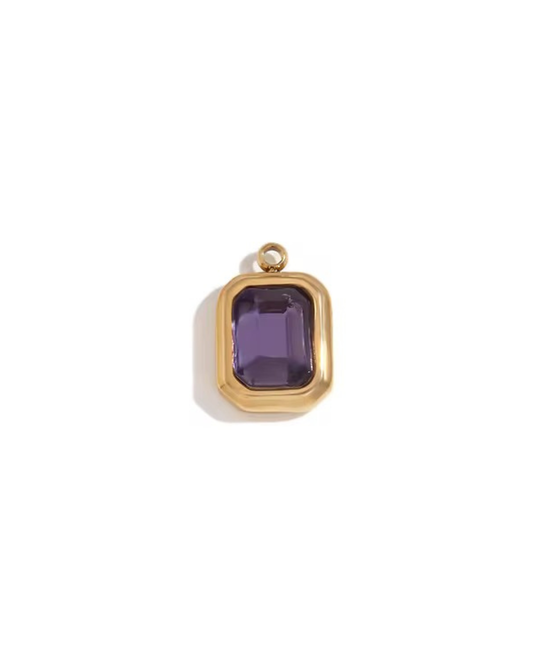 February Amethyst Rectangle Charm